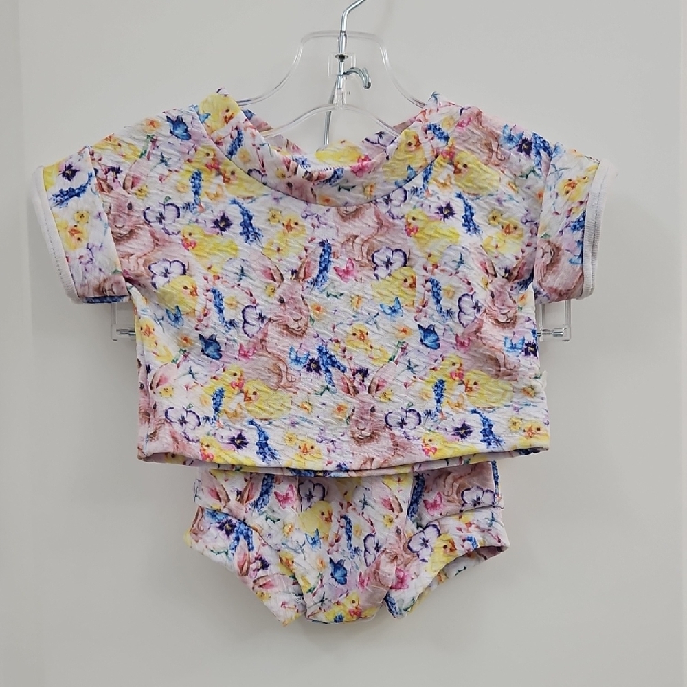 Textured Easter Two-Piece Baby Set - Yellow, Pink & Blue